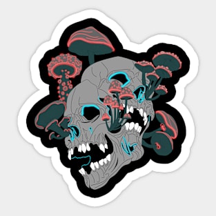 Neon Skull&Shrooms Sticker